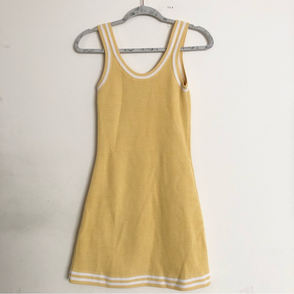 ALO Yoga Yellow Knit Tank Dress with White Trim - Picture 10 of 10